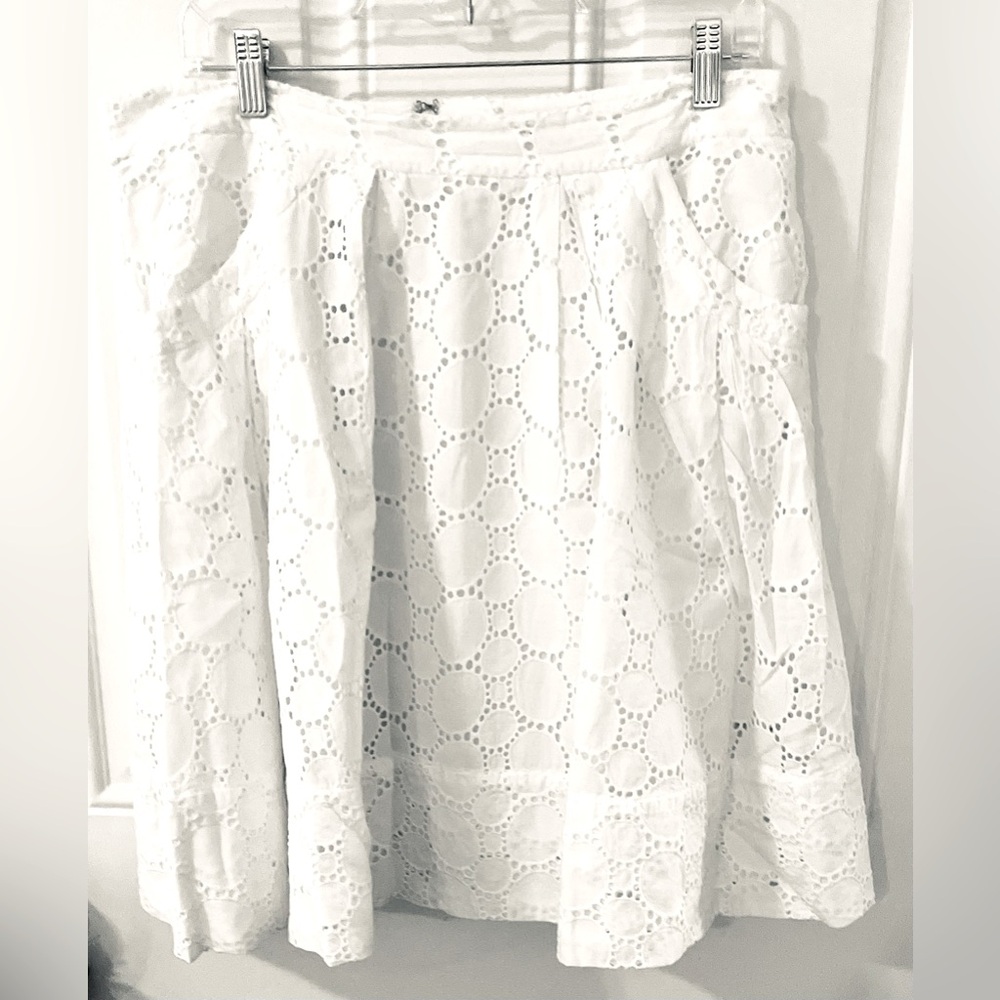 Calvin Klein 100% Cotton Circular Eyelet Skirt with Pockets-Size 12 RARE FIND